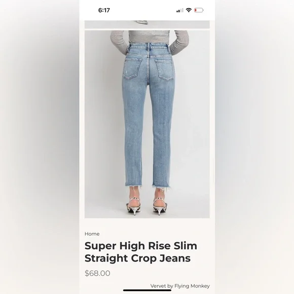 NWOT Super High Rise Slim Straight Crop Jeans from Vervet by Flying Monkey - Picture 2 of 12